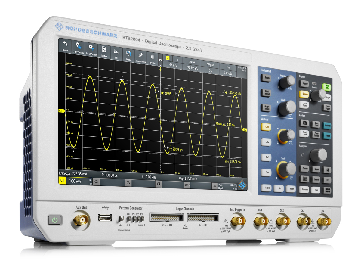 Rohde & Schwarz RTB2004 RTB2000 Series, 100MHz Bench Oscilloscope, 4 Analogue Channels, 16 Digital Channels - UKAS