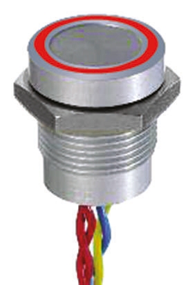 APEM Illuminated Piezo Switch, Momentary, SPST, IP68, IP69K, Flying Lead, 200 mA@ 24 V dc, -40 → +75°C
