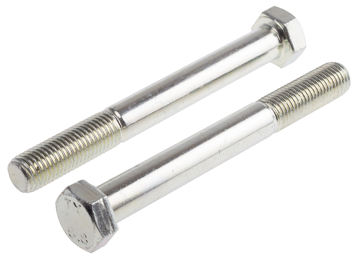 RS PRO Bright Zinc Plated Steel, Hex Bolt, M16 x 140mm
