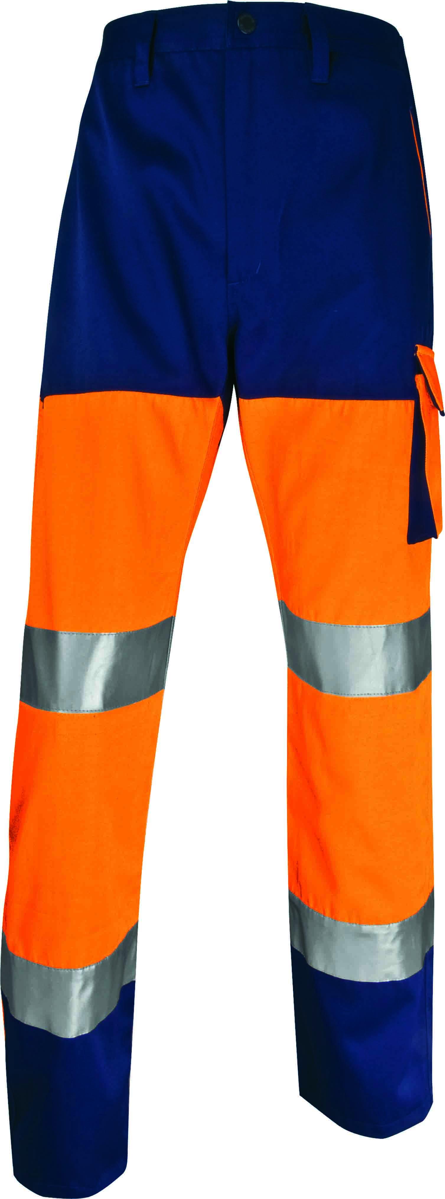 Delta Plus Panostyle Navy Blue, Fluorescent Orange Hi Vis Work Trouser Hi-Vis L L Leg Length 81cm