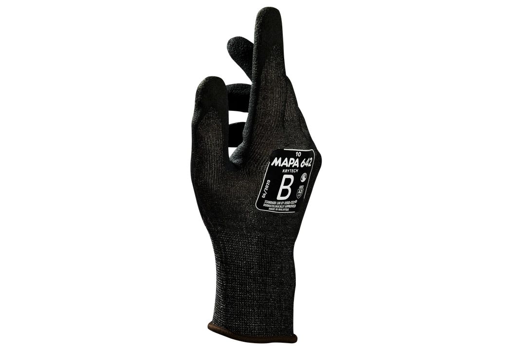 Mapa KRYTECH 642 Black, Grey High Density Polyethylene Nitrile Foam Work Gloves, Size 11