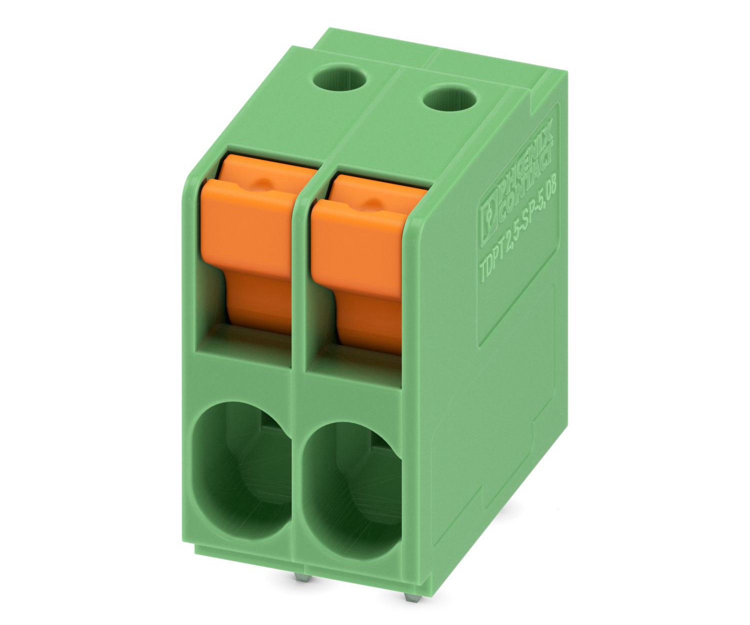 Phoenix Contact TDPT 2.5/ 2-SP-5.08 Series PCB Terminal Block, 2-Contact, 5.08mm Pitch, Through Hole Mount, 1-Row,