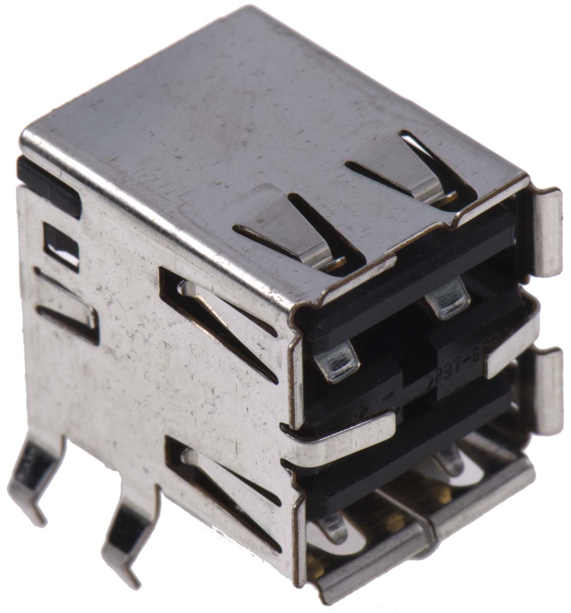 TE Connectivity Right Angle, PCB Mount, Through Hole, Socket- Dual Port Type A 2.0 USB Connector