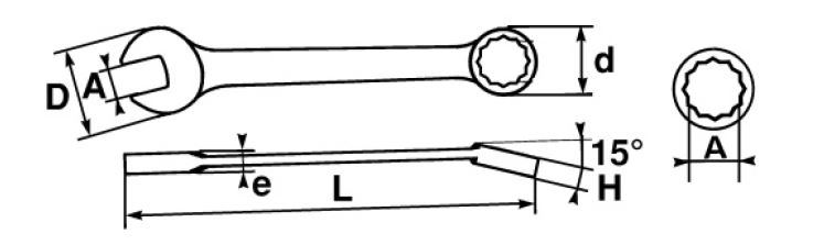 SAM Combination Spanner, 17mm, 43/64in, Metric, Height Safe, Double Ended, 198 mm Overall