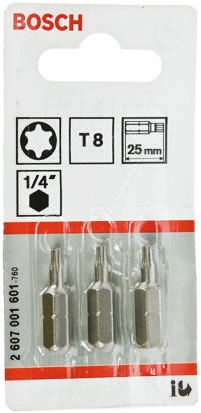 Bosch Torx Screwdriver Bit, T8 Tip, 25 mm Overall