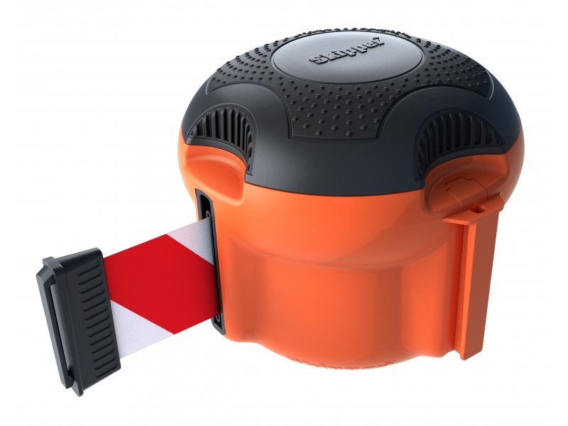 Skipper Red & White Retractable Barrier, 9m, Red, White Tape