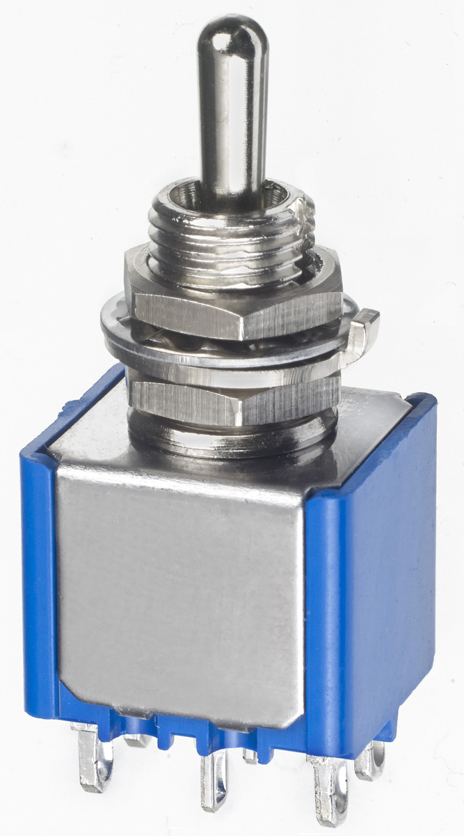 APEM Toggle Switch, Panel Mount, On-Off-On, DPDT, Solder Lug Terminal, 30V dc