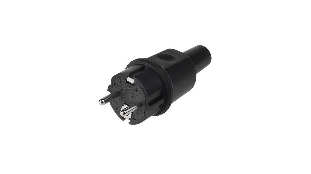 B3 Cable Solutions Mains Plug Black, Cable Mount Solid Rubber, 250 V ac
