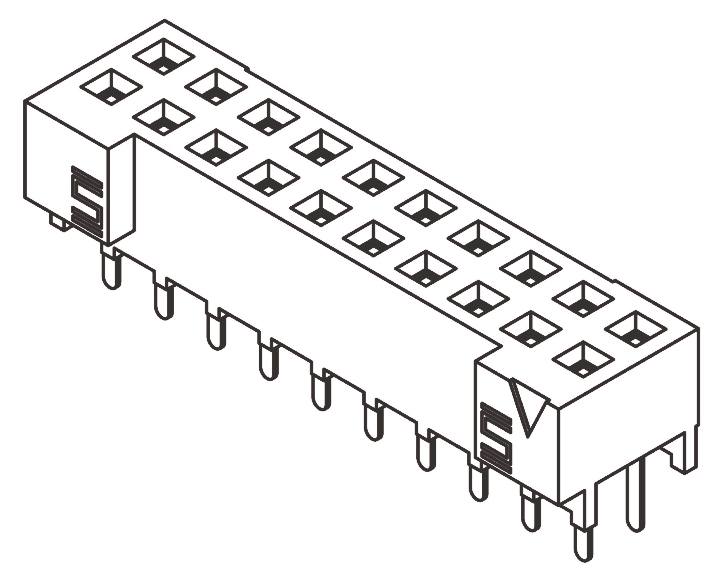 Samtec S2M Series Straight Through Hole Mount PCB Socket, 60-Contact, 2-Row, 2mm Pitch, Solder Termination