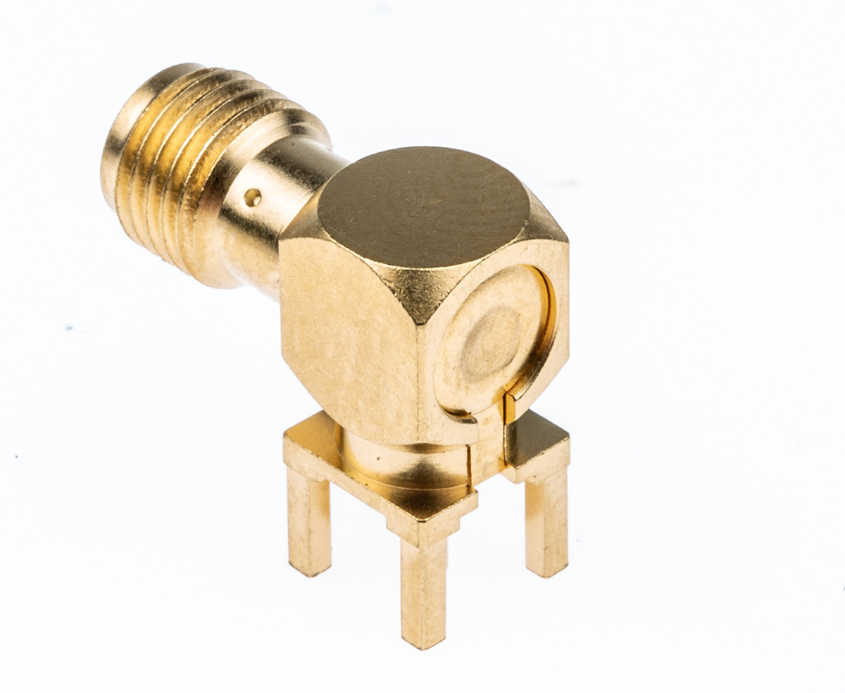 Radiall, Jack PCB Mount SMA Connector, 50Ω, Solder Termination, Right Angle Body