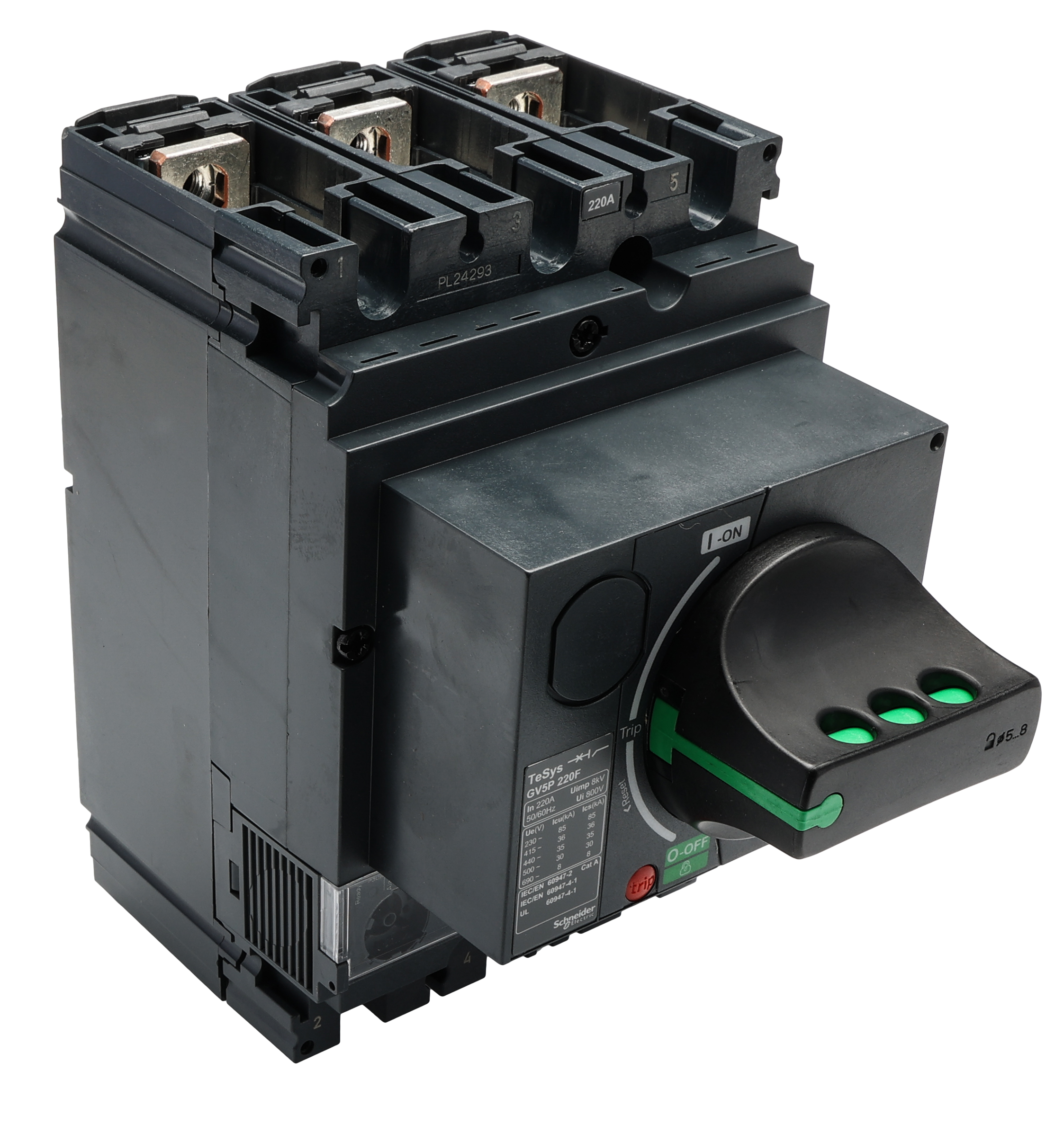 Schneider Electric TeSys GV5P MCB, 3P, 220A, 690V AC, 36 kA Breaking Capacity