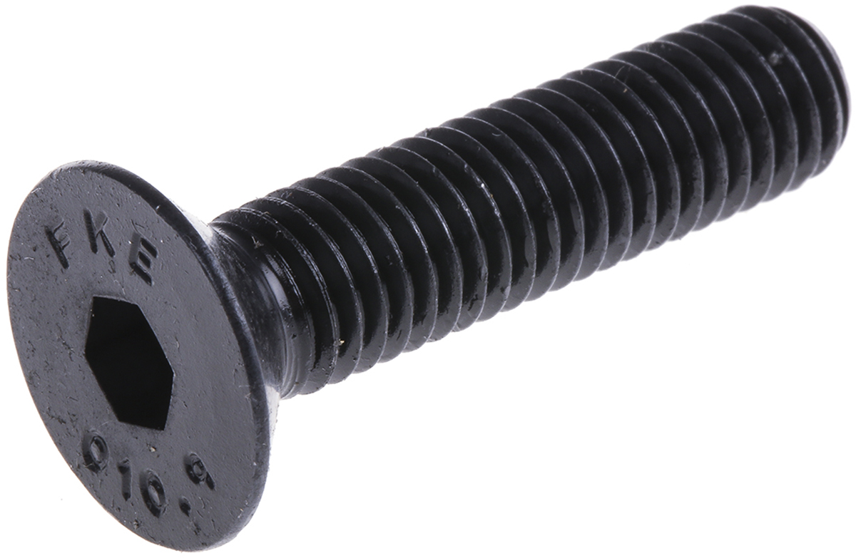 RS PRO Black, Self-Colour Steel Hex Socket Countersunk Screw, DIN 7991, M10 x 30mm