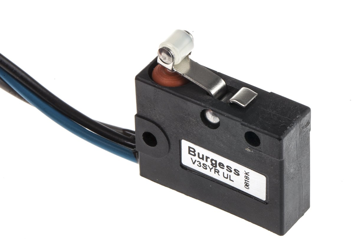 Saia-Burgess Short Roller Lever Micro Switch, Pre-wired Terminal, 5 A @ 250 V ac, SPDT, IP67