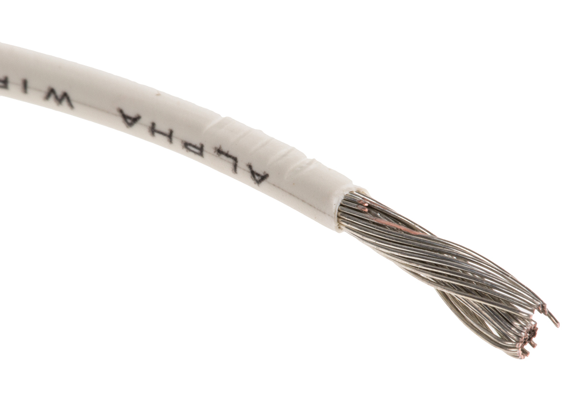 Alpha Wire Ecogen Ecowire Series White 2.1 mm² Hook Up Wire, 14 AWG, 41/0.25 mm, 30m, MPPE Insulation, 6717 WH005