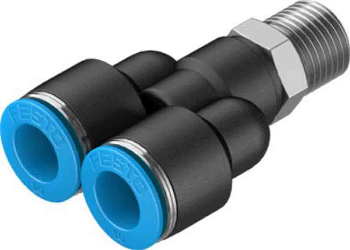 Festo Y Threaded Adaptor, Push In 10 mm to Push In 10 mm, Threaded-to-Tube Connection Style, 153144