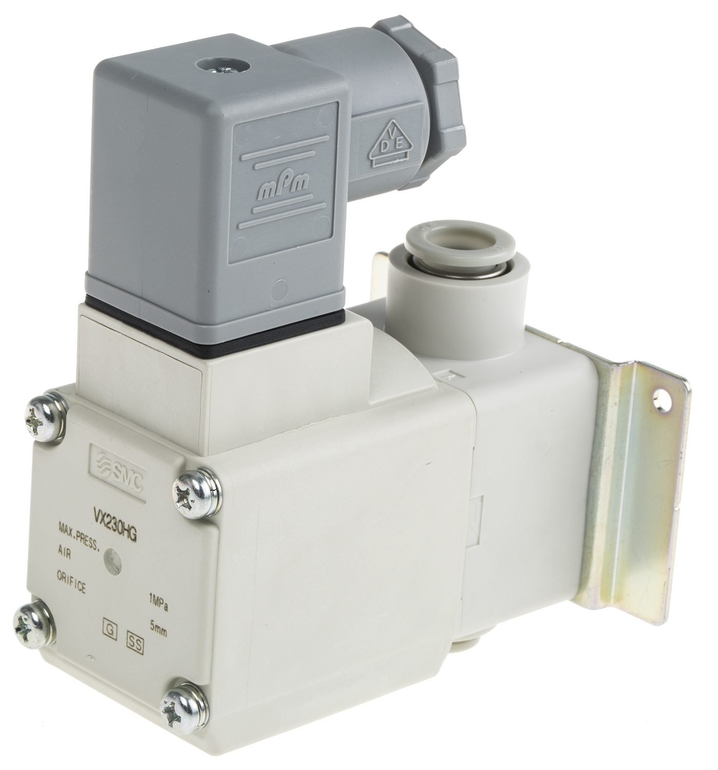 SMC 2/2 Pneumatic Solenoid Valve - Solenoid/Spring Push in 10 mm VX23 Series 24V dc