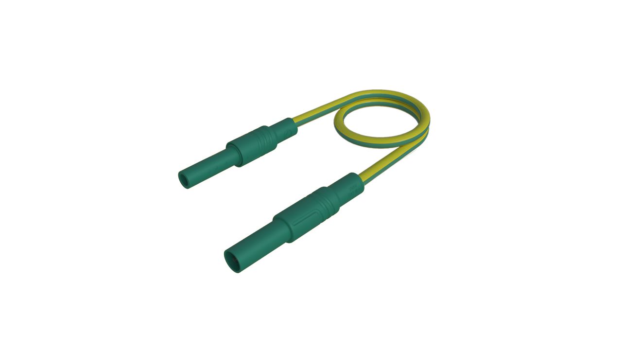Hirschmann Test & Measurement 4 mm Test Probe Lead, 32A, Green/Yellow, 1m Lead Length