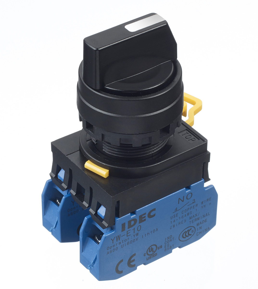 Idec Spring Return Selector Switch - (DPST) 22mm Cutout Diameter, Illuminated 3 Positions