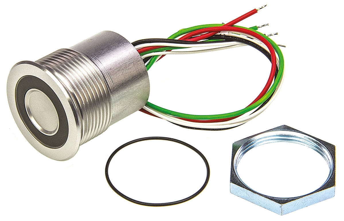 Schurter Illuminated Piezo Switch, Pulse, SPST, IP67, Through Hole, 100 mA @ 24 V dc, -40 → +85°C