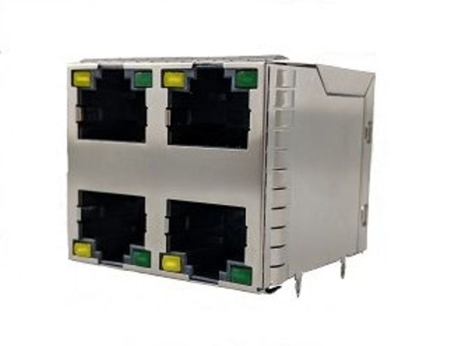 Amphenol Communications Solutions RJSGE4 Series Female RJ45 Connector, PCB Mount, Cat5e 2 x 2 Port 8P8C -Way