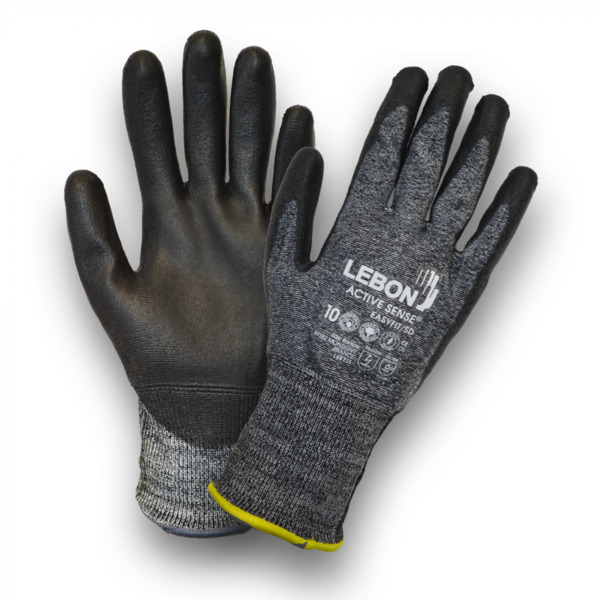Lebon Protection EASYFIT/SD Grey Elastane Elastane Cut Resistant Gloves, Size 6, Polyurethane Coating