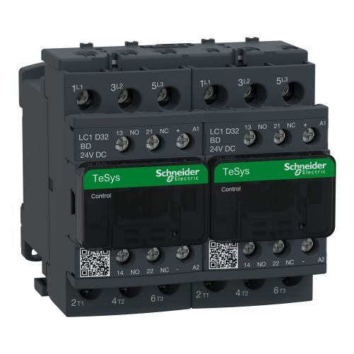 Schneider Electric TeSys D LC2D Reversing Contactor, 24 V Coil, 3-Pole, 32 A, 1 NO + 1 NC