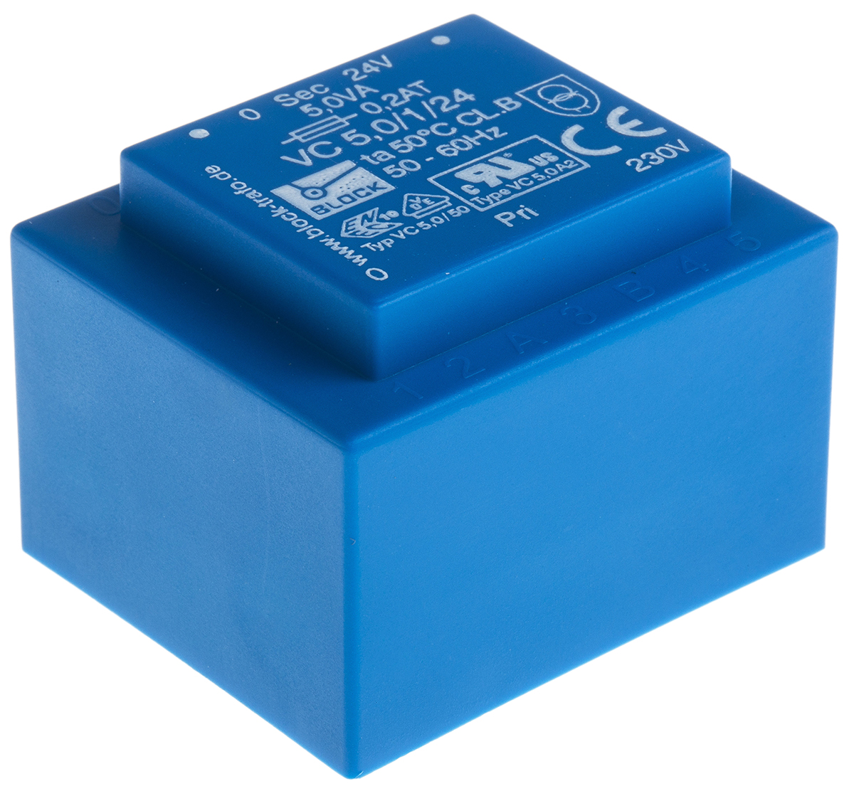 Block 24V ac 1 Output Through Hole PCB Transformer, 5VA