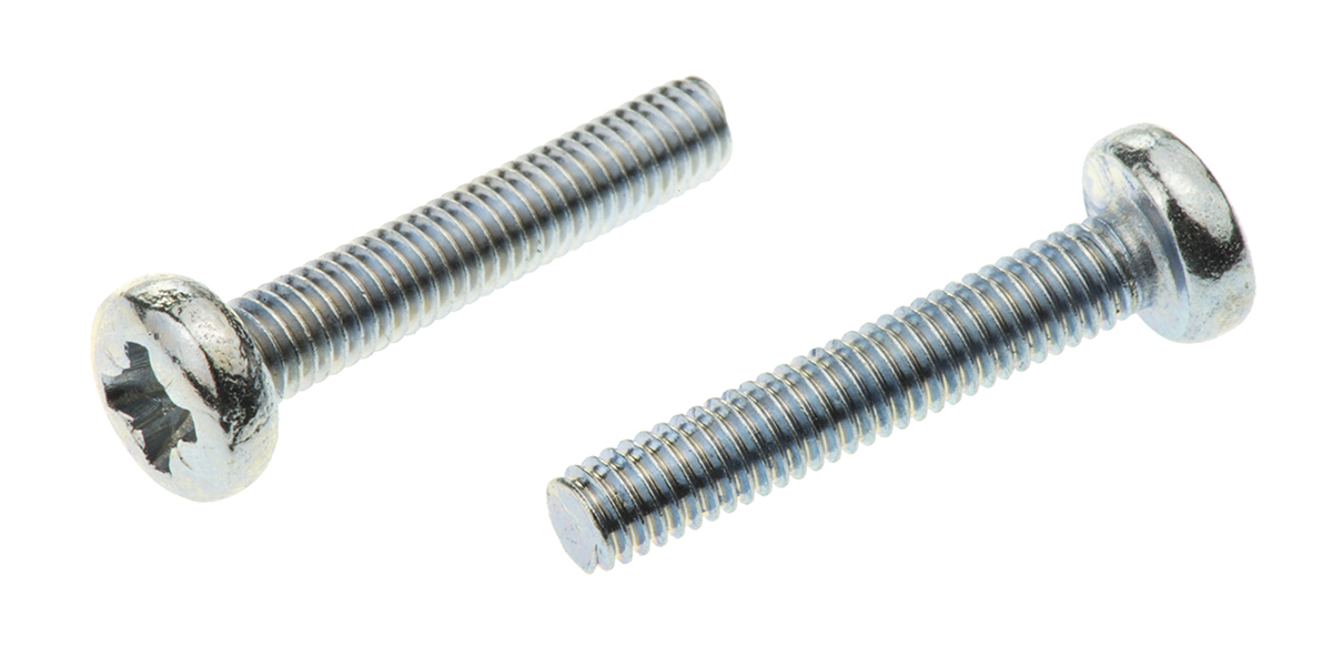 RS PRO Pozidriv M3.5 Pan Steel Machine Screws DIN 7985Z x 20.0mm