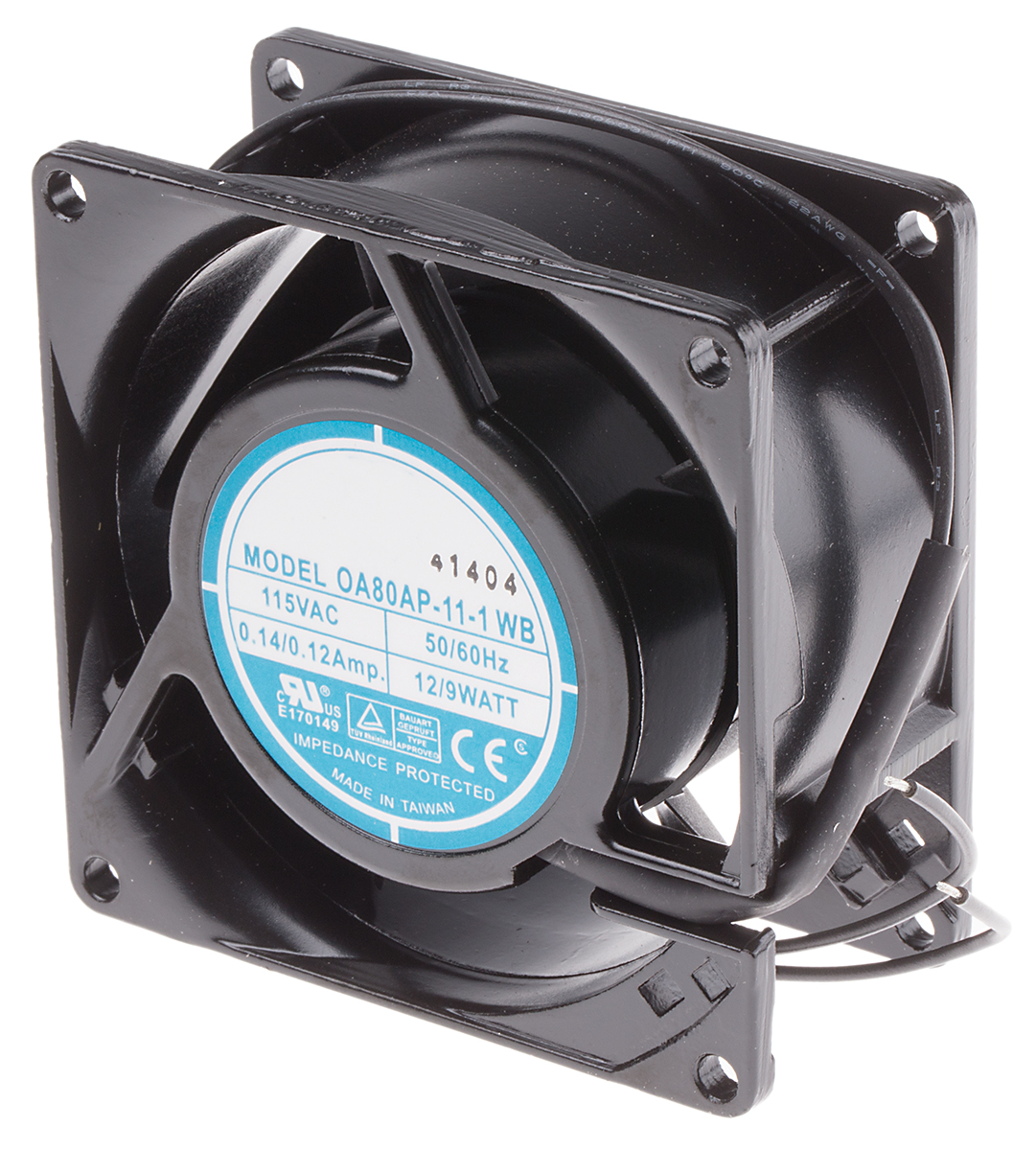 RS PRO Axial Fan, 115 V ac, AC Operation, 51m³/h, 9W, 120mA Max, 80 x 80 x 38mm
