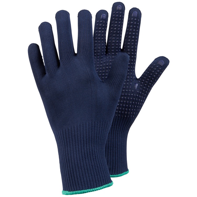 Tegera 318 Blue Cotton, Double Knitted, Nylon Cotton, Nylon Work Gloves, Size 9, Polyvinyl Chloride Coating