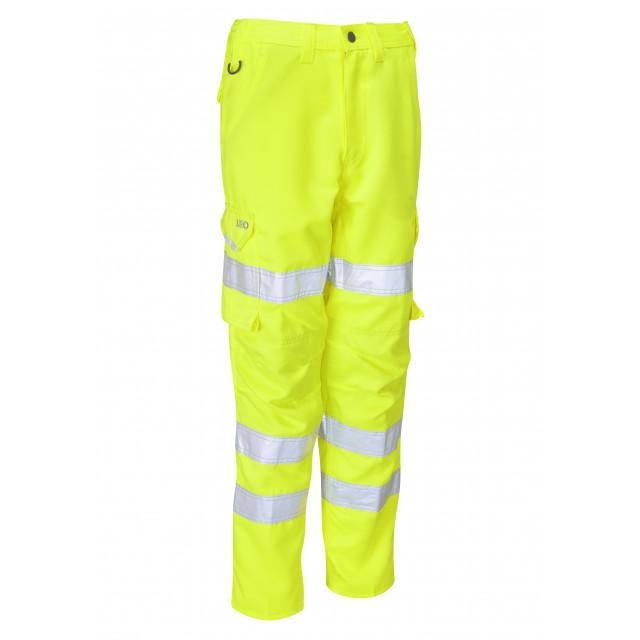 Leo Workwear CL01-Y Yellow Hi Vis Trouser Hi-Vis, Stain Resistant, Waterproof 114 to 122 cm 114 to 122 cm Leg Length
