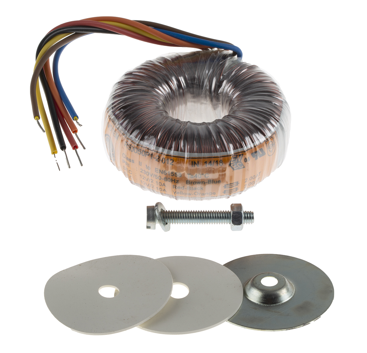 Nuvotem Talema 230V ac, 2 x 12V ac Toroidal Transformer, 50VA 2 Output
