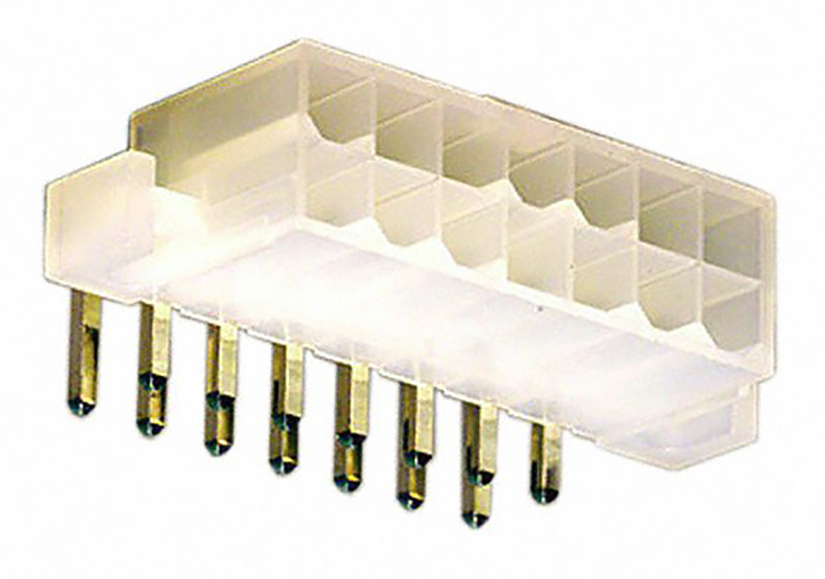 Molex Mini-Fit Jr Series Right Angle Through Hole PCB Header, 14 Contact(s), 4.2 mm Pitch, 2 Row, Shrouded