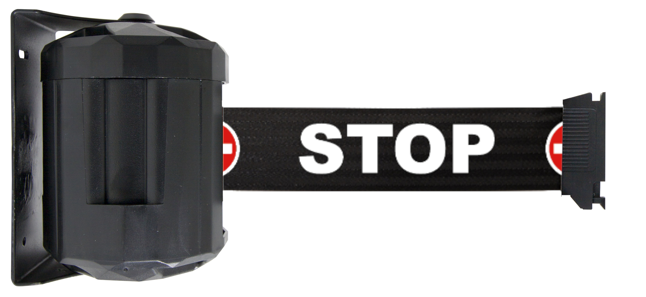 Viso Black Steel Retractable Barrier, 2m, Black Tape