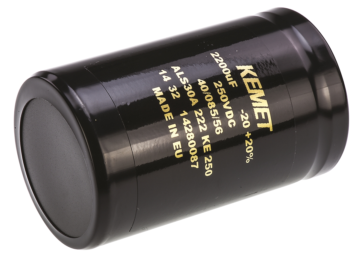 KEMET 2200μF Aluminium Electrolytic Capacitor 250V dc, Screw Terminal - ALS30A222KE250
