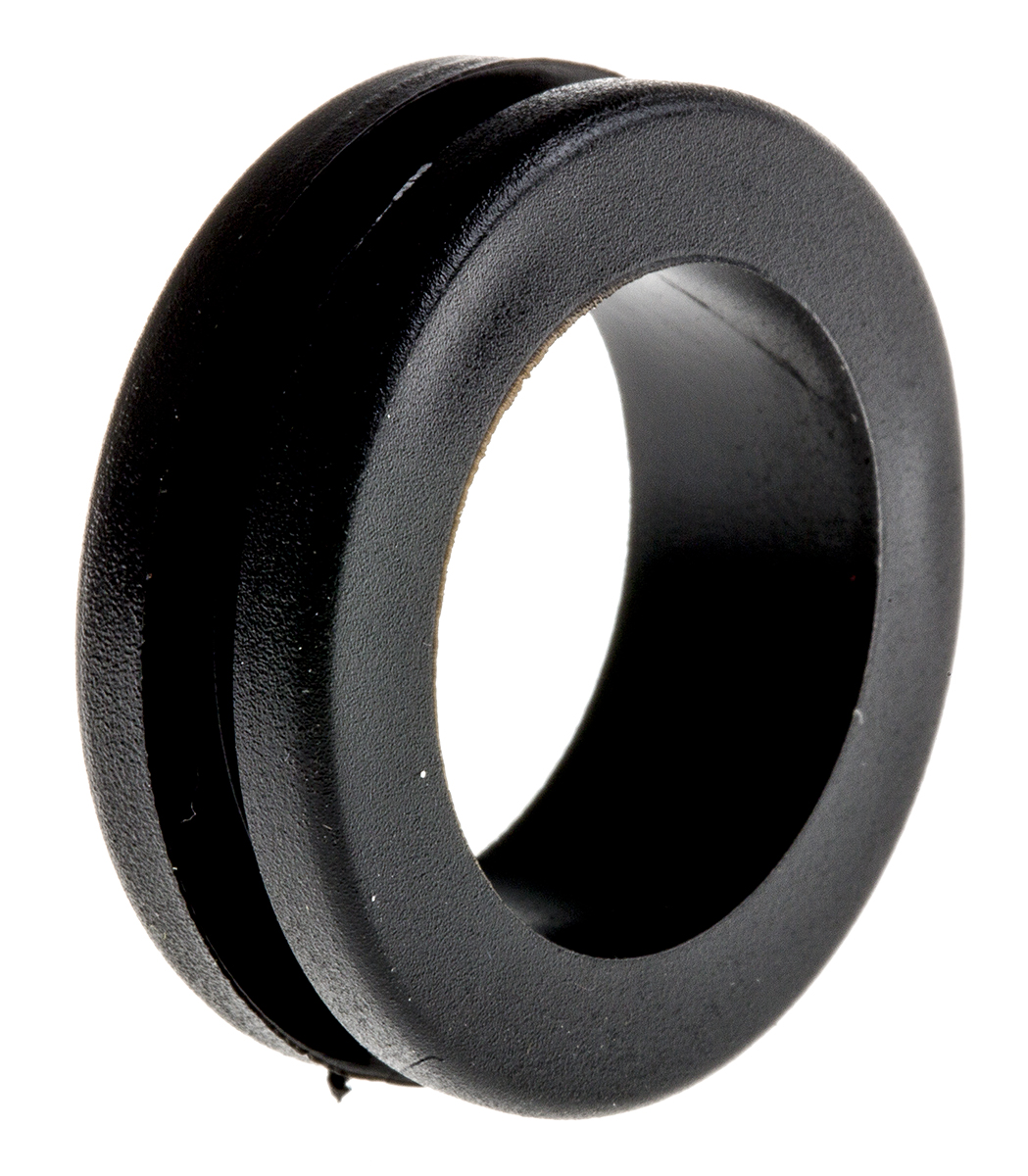 RS PRO Black PVC 22mm Cable Grommet for Maximum of 18mm Cable Dia.