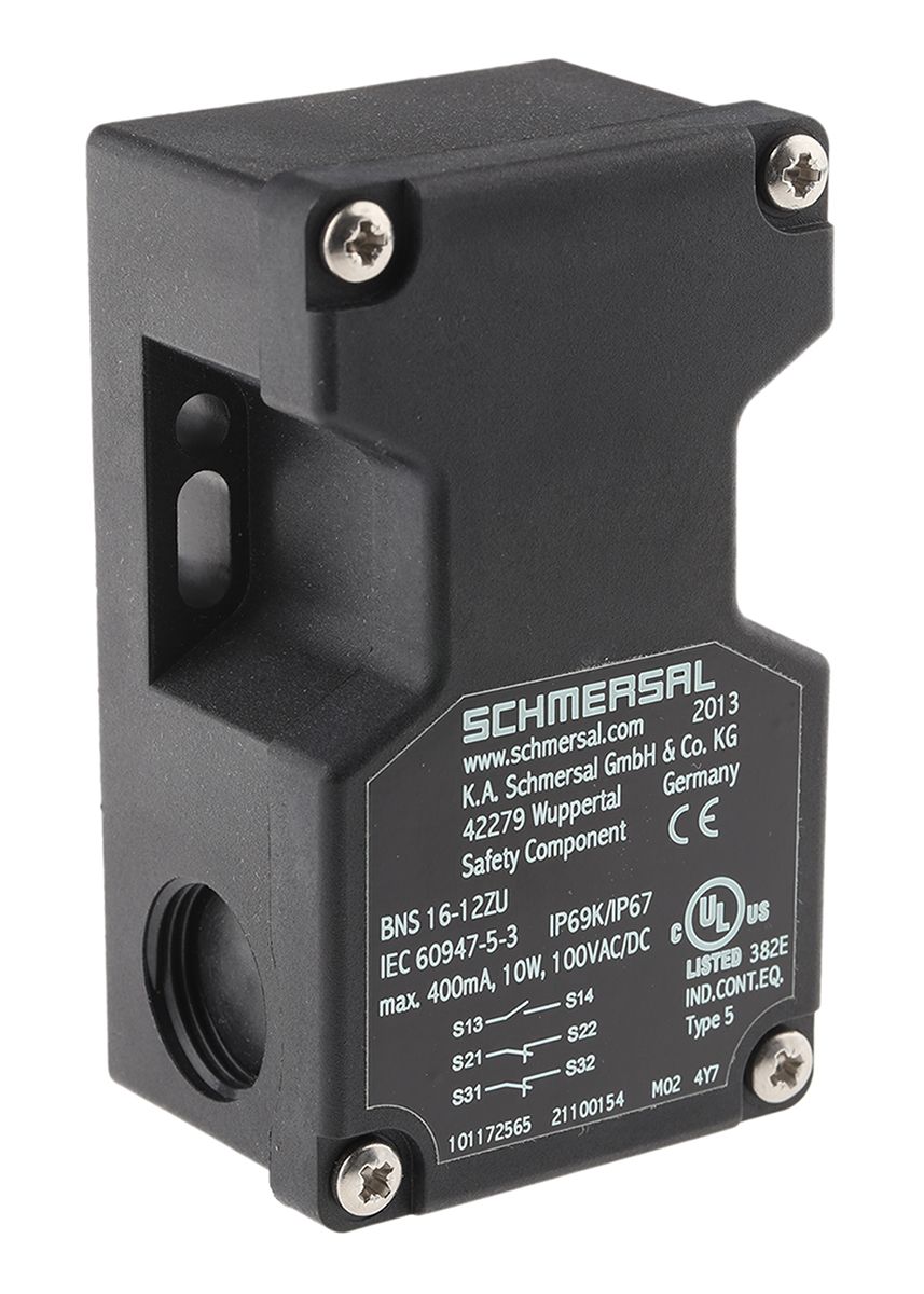Schmersal BNS16 Series Magnetic Non-Contact Safety Switch, 100V ac/dc, Plastic Housing, M12