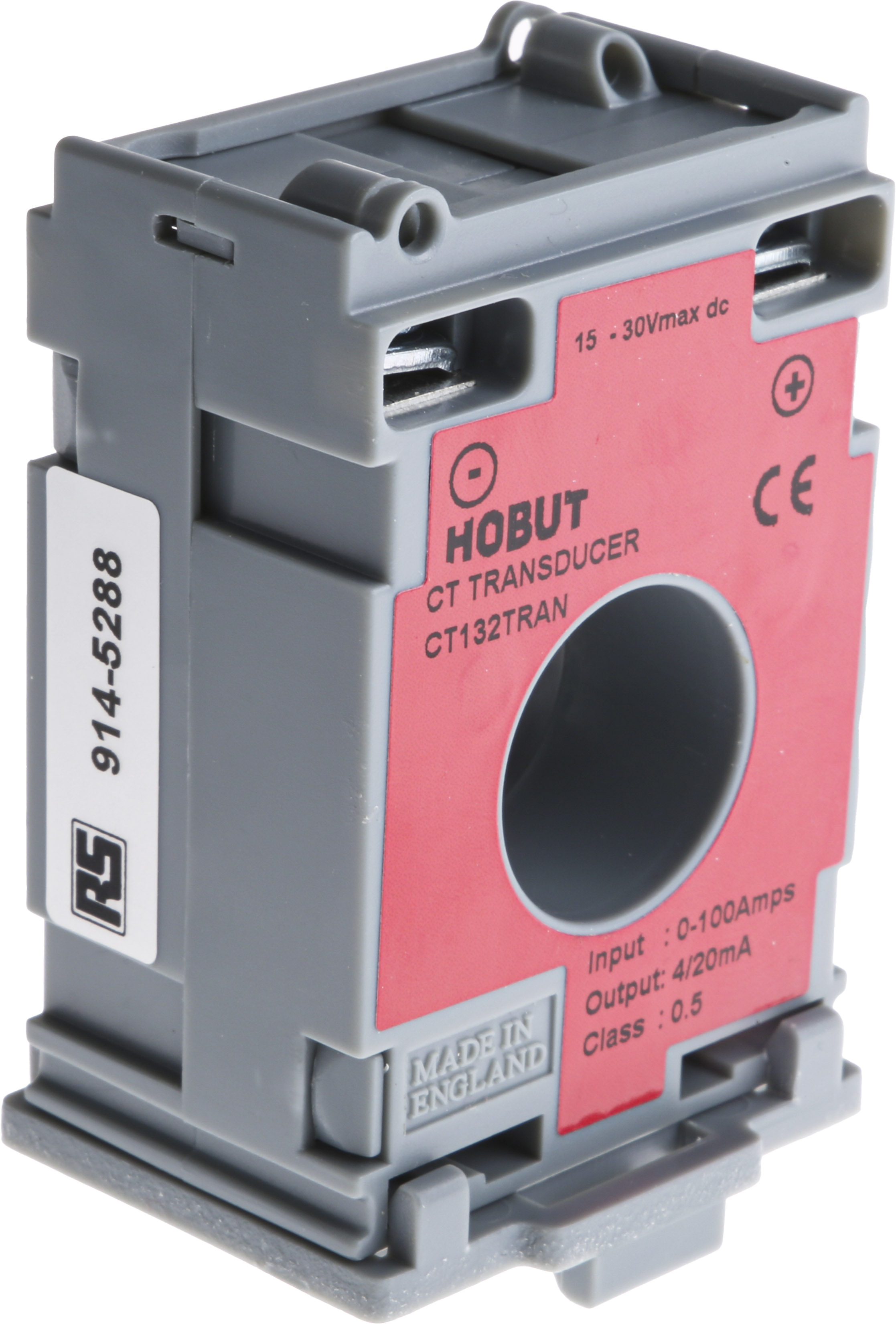 HOBUT CT132TRAN Series Current Transformer, 100A Input, 100:1, 4 → 20 mA Output, 21mm Bore, 15 → 30 V