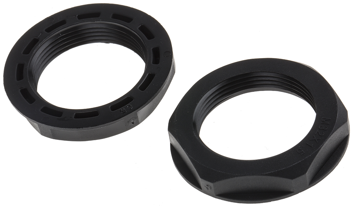 RS PRO Black Nylon 66 Cable Gland Locknut, M32 Thread, IP68