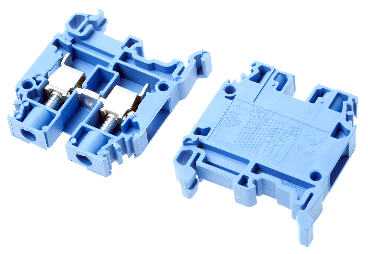 Entrelec SNA Series Blue DIN Rail Terminal Block, 6mm², Single-Level, Screw Termination