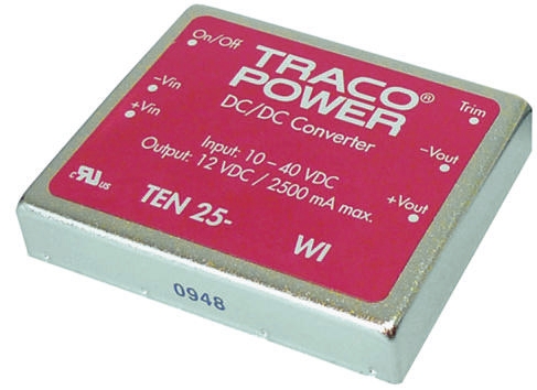 TRACOPOWER TEN 25WI DC-DC Converter, 5V dc/ 5A Output, 18 → 75 V dc Input, 25W, Through Hole, +85°C Max Temp