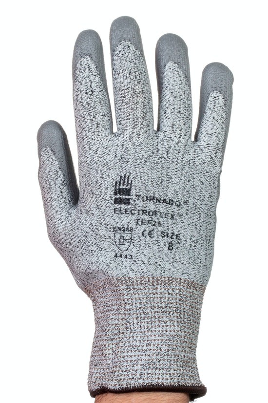 Tornado Electroflex Grey Polyurethane Work Gloves, Size 11, Polyurethane Coating