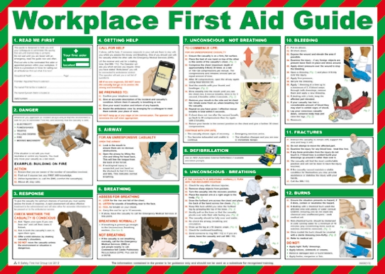 Workplace First Aid Guidance Safety Pocket guide, Semi Rigid Laminate, English, 420 mm, 590mm