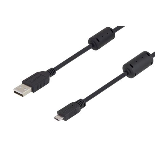 L-Com USB 2.0, Male USB A to Male Micro USB B, 2m