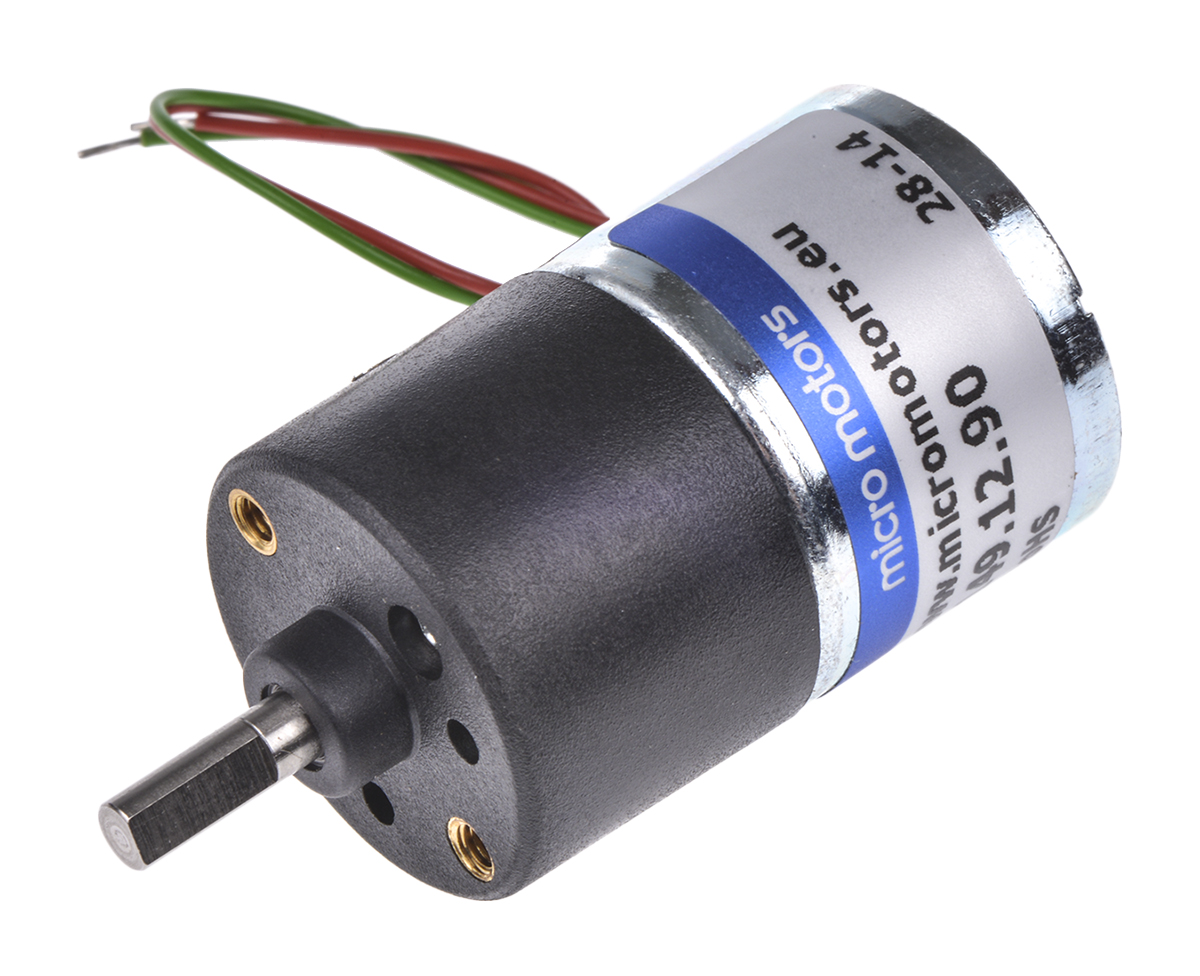Micromotors Brushed Geared DC Geared Motor, 12 V dc, 8 Ncm, 18 rpm, 4mm Shaft Diameter