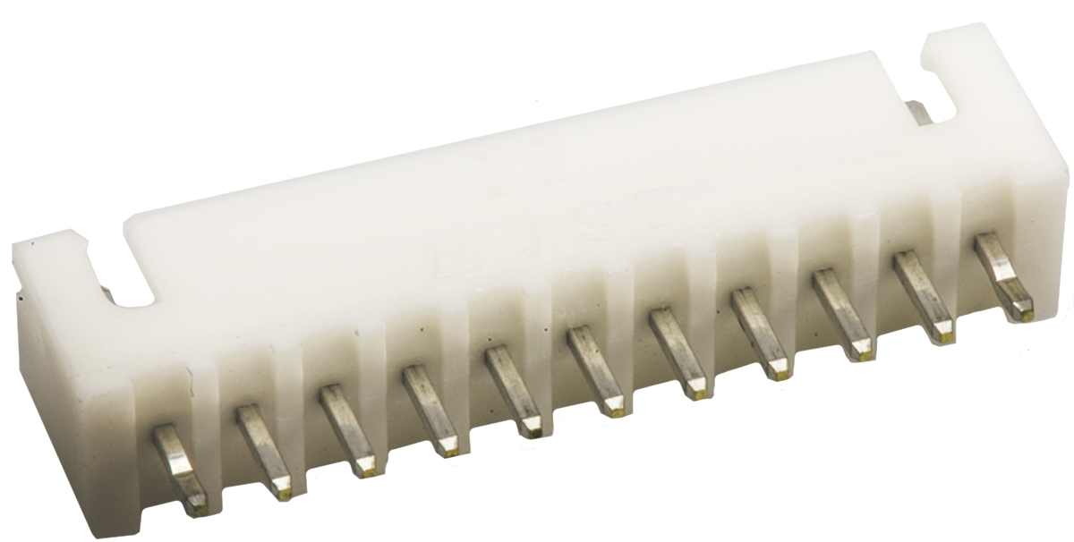 JST XH Series Straight Through Hole PCB Header, 11 Contact(s), 2.5 mm Pitch, 1 Row, Shrouded
