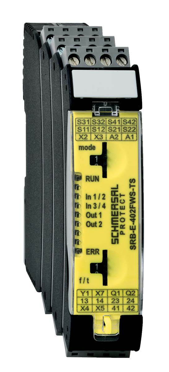 Schmersal SRB-E-402FWS-TS 2 Auxiliary Contacts Safety Relay 24V dc, Dual-Channel 2 Safety Contacts