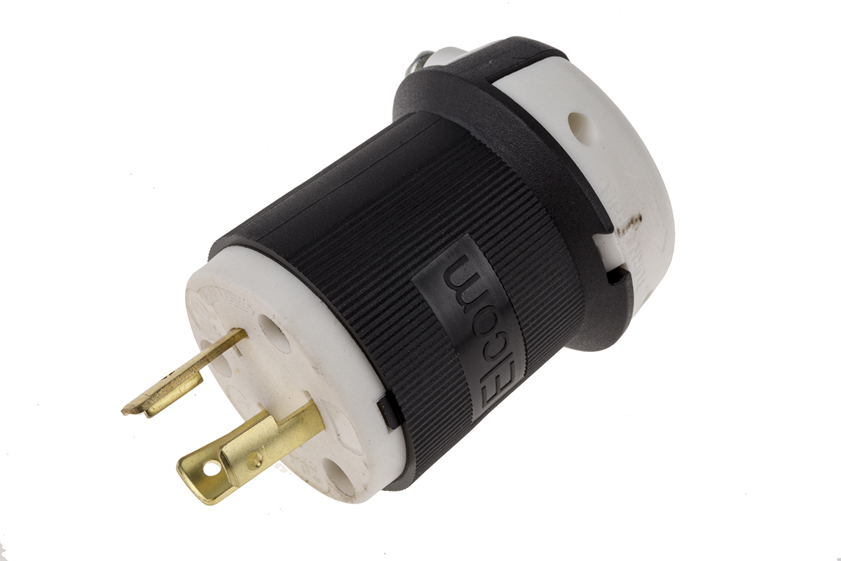 RS PRO USA Mains Plug, 20A Black, Cable Mount Nylon Quick Connect, 250 V