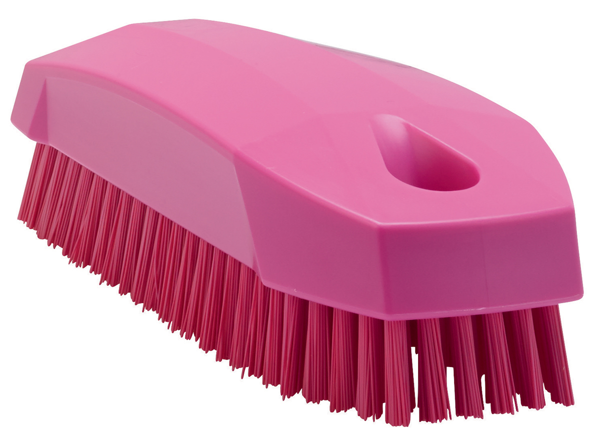 Vikan Hard Bristle Pink Scrubbing Brush, 17mm bristle length, PET bristle material