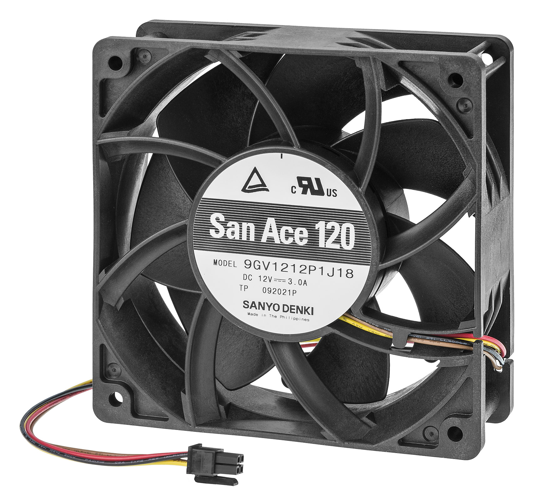 Sanyo Denki Axial Fan, 12 V dc, DC Operation, 224cfm, 36W, 3A Max, 120 x 120 x 38mm